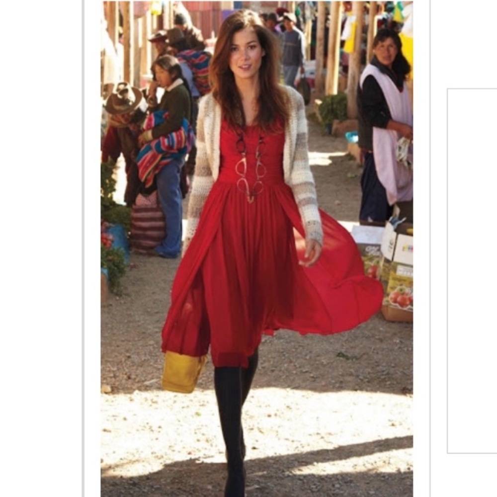 Moulinette Soeurs Gracia red silk dress size 2